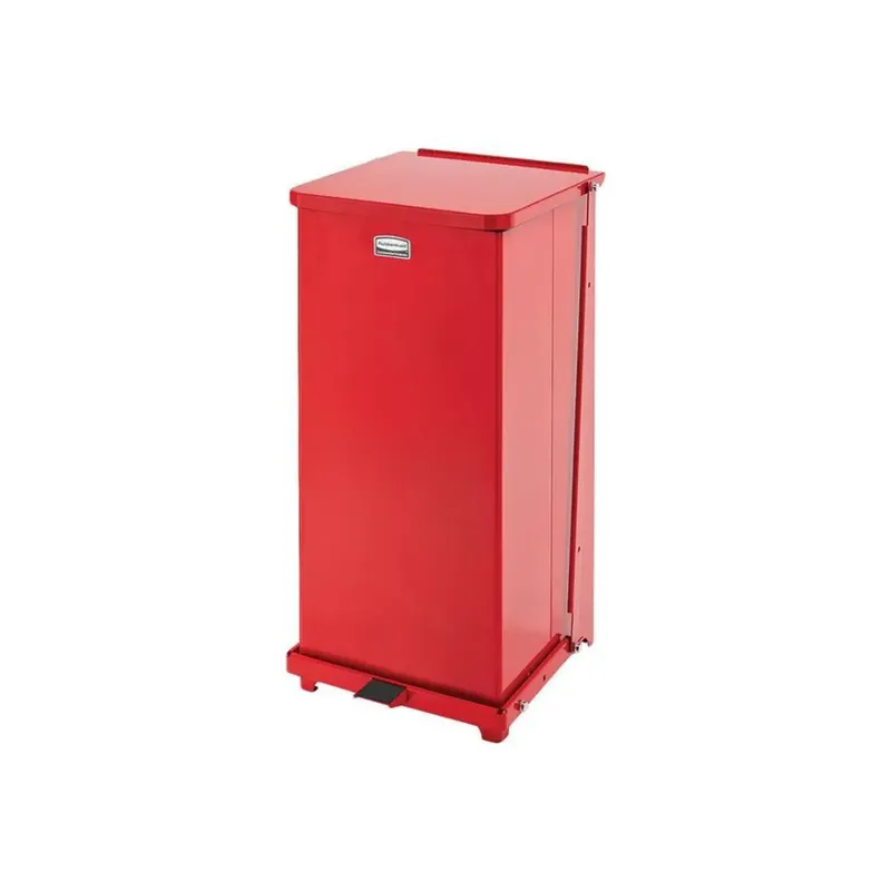 Rubbermaid acél piros pedálos szemetes 49L, tűzálló