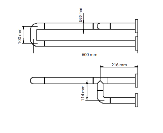 Simex 3 ponton rögzíthető fali fix kapaszkodó-jobb-fehér-600mm