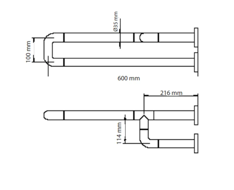 Simex 3 ponton rögzíthető fali fix kapaszkodó-jobb-fehér-600mm