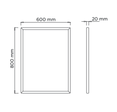Simex fix tükör acél kerettel-800x600mm- fehér