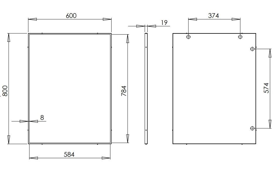 Mediclinics fix tükör rozsdamentes acél kerettel-80x60cm- szálcsiszolt