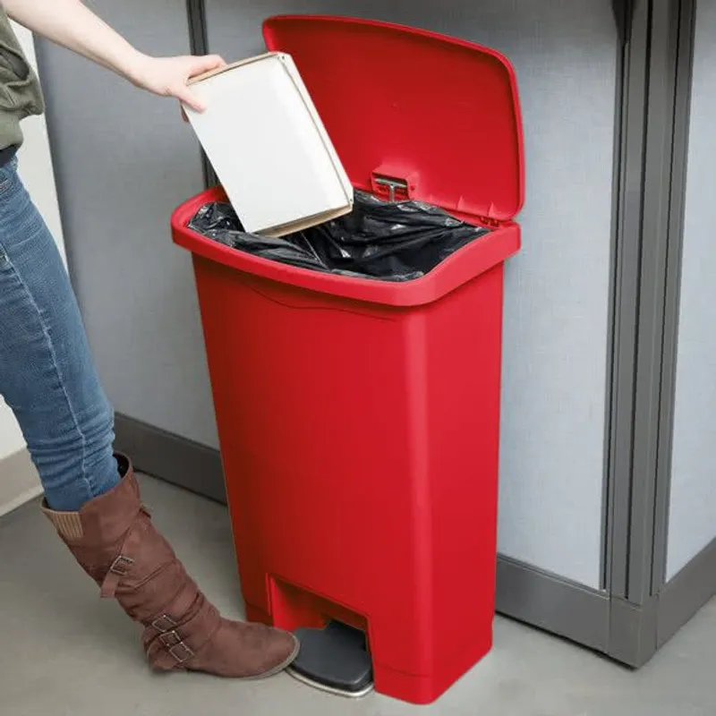 Rubbermaid Step-on pedálos keskeny szemetes kuka-piros- 50L