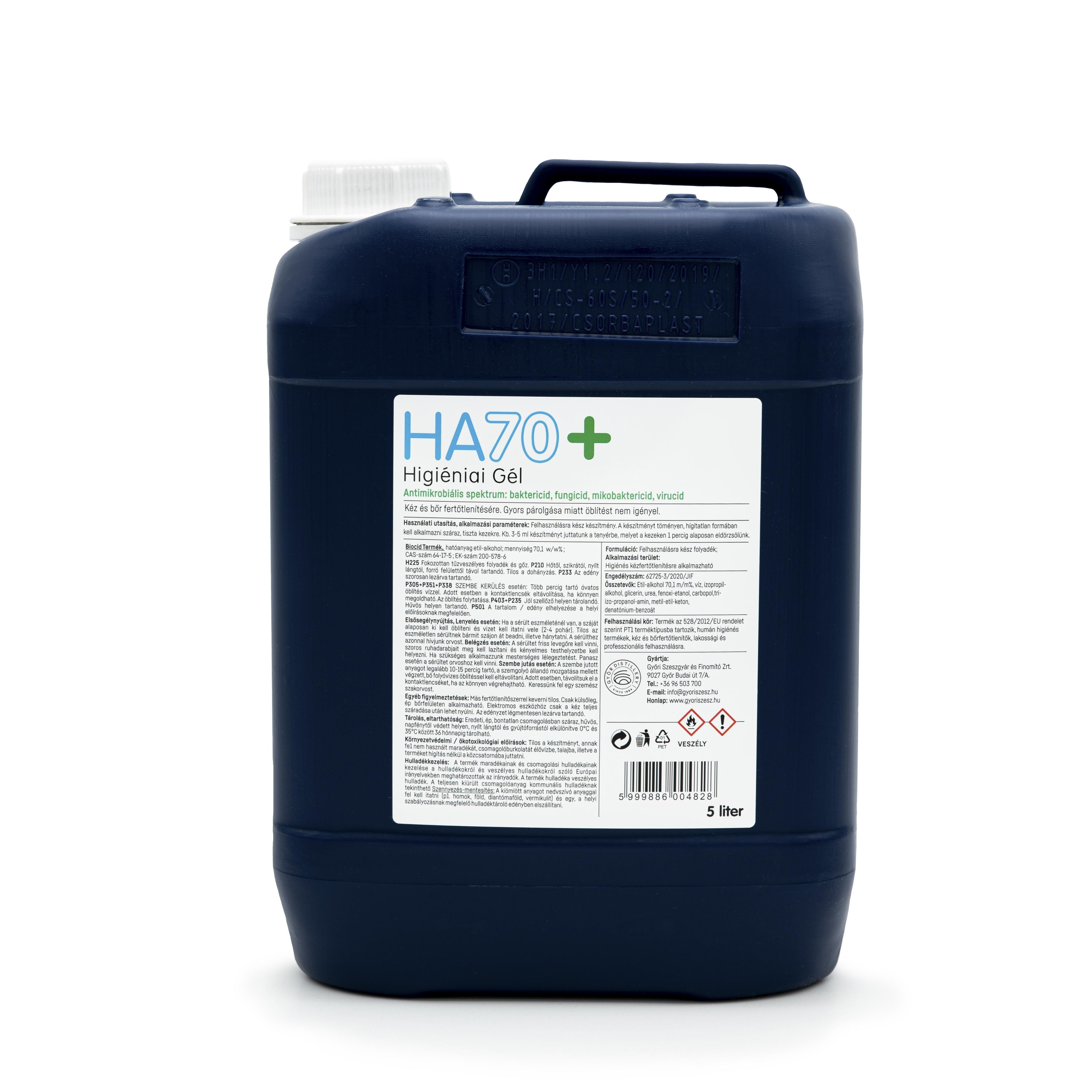Ha70+ kézfertőtlenítő higiéniai gél - 5L