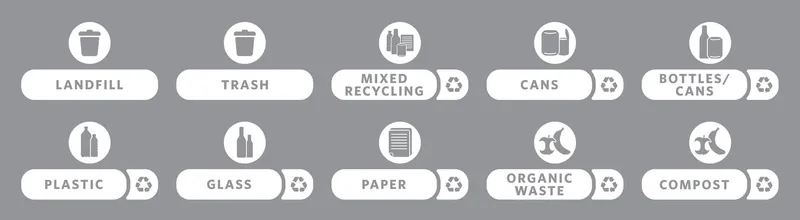 Rubbermaid Slim Jim szelektív kezdőkészlet matrica szett ( angol)