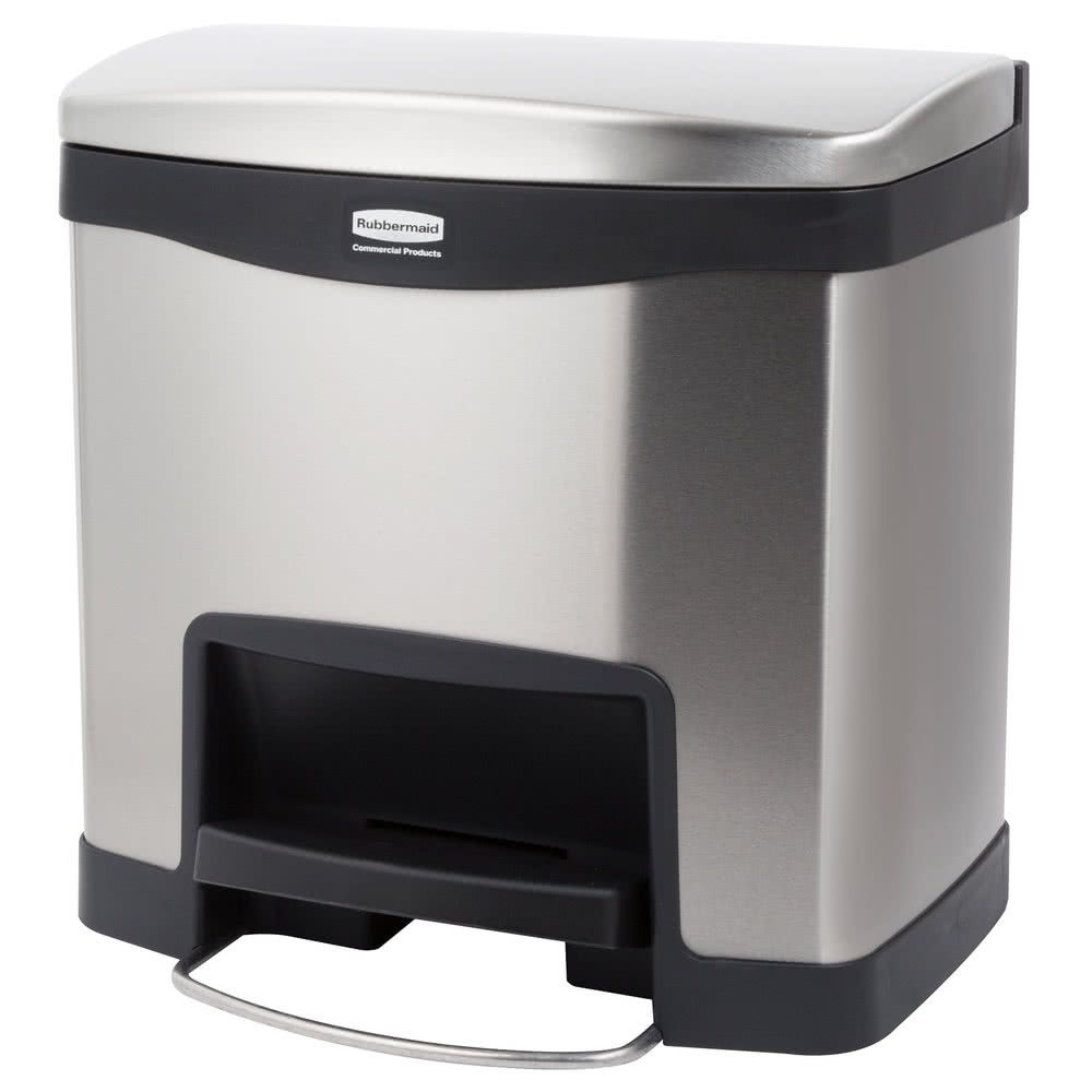 Rubbermaid Step-On rozsdamentes acél szemetes- fekete és metál-15 L