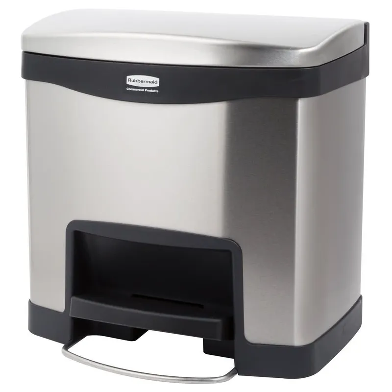 Rubbermaid Step-On rozsdamentes acél szemetes- fekete és metál-15 L