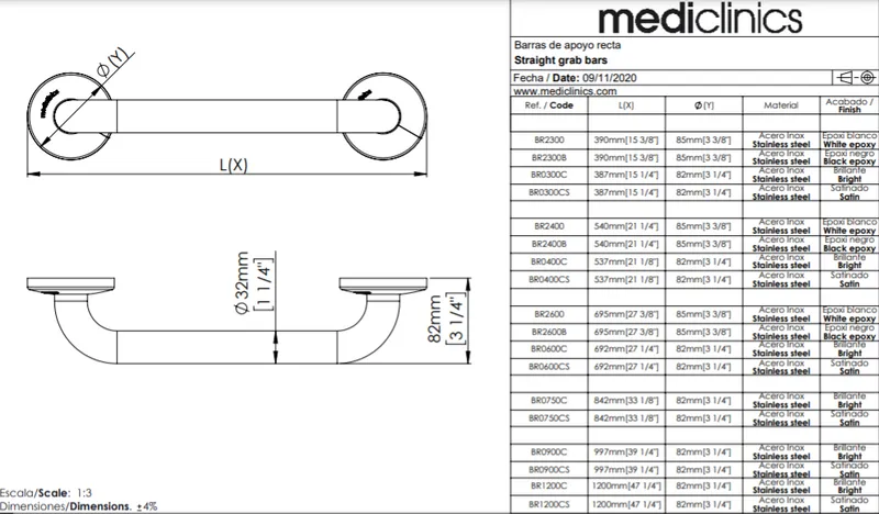 Mediclinics mozgássérült kapaszkodó-387mm-fényes