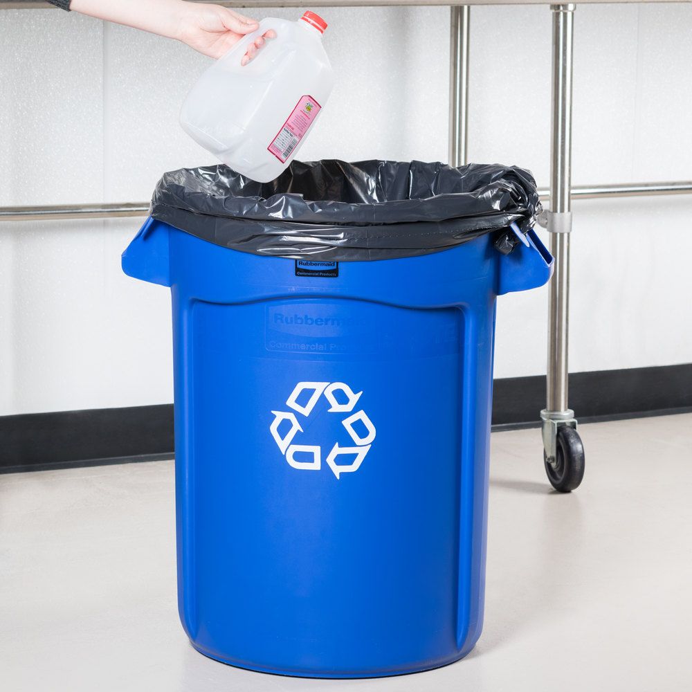 Rubbermaid Brute törhetetlen szemetes konténer 121.1L- kék,szelektív jellel