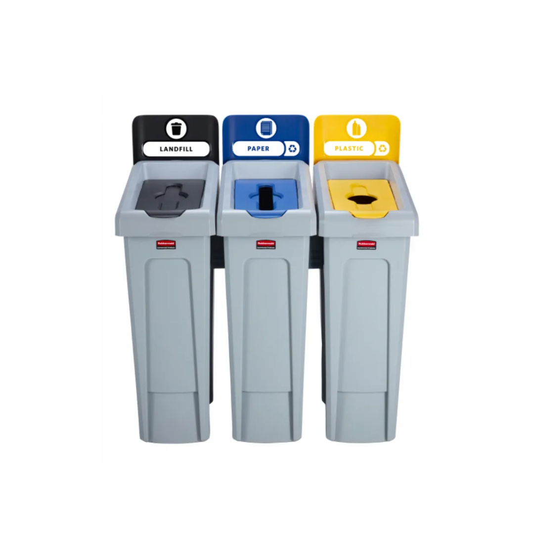 Rubbermaid Slim Jim szelektív hulladékgyűjtő sziget ( papír-zárt-palack)
