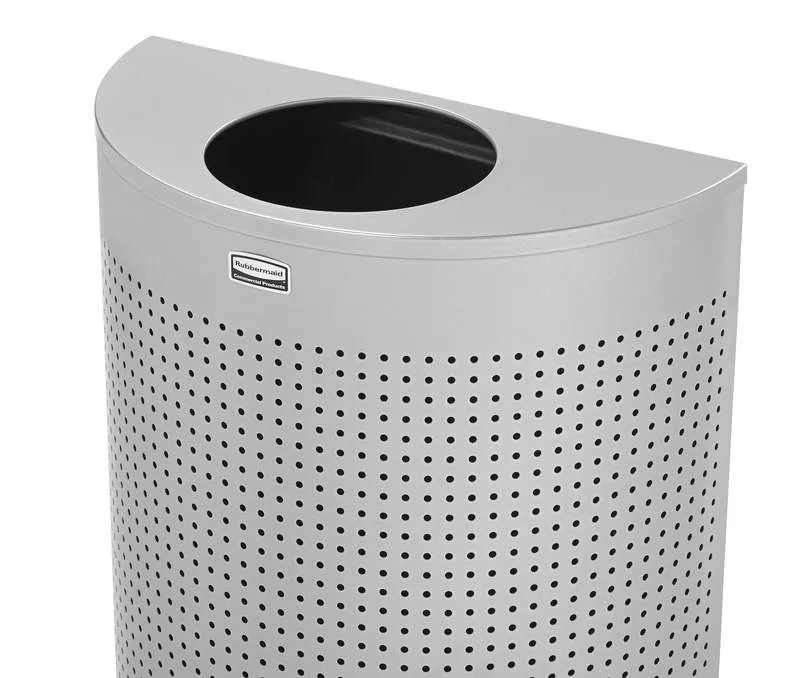 Rubbermaid dekoratív félkör alakú szemetes-45 literes-ezüst-apró lyukakkal