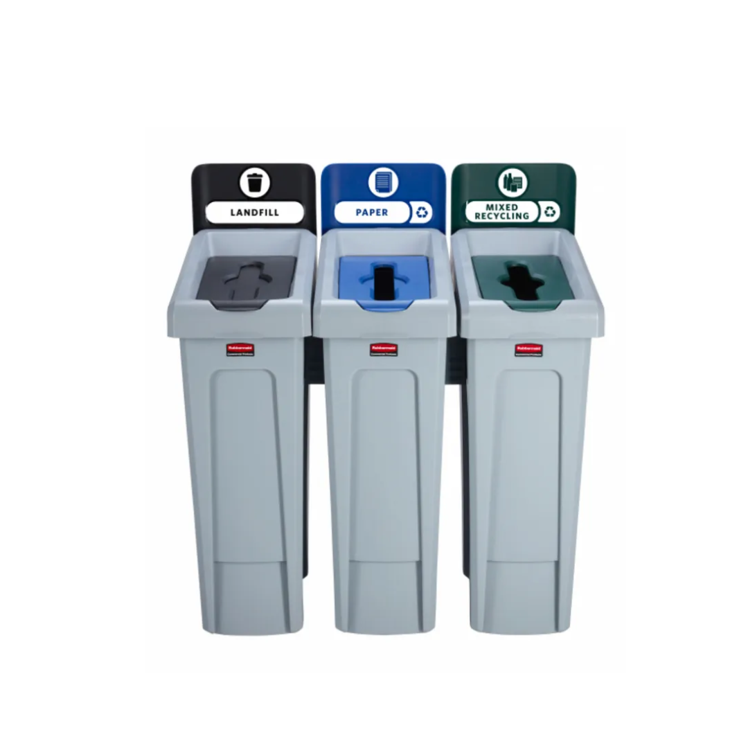 Rubbermaid Slim Jim szelektív hulladékgyűjtő sziget ( papír-zárt-vegyes)