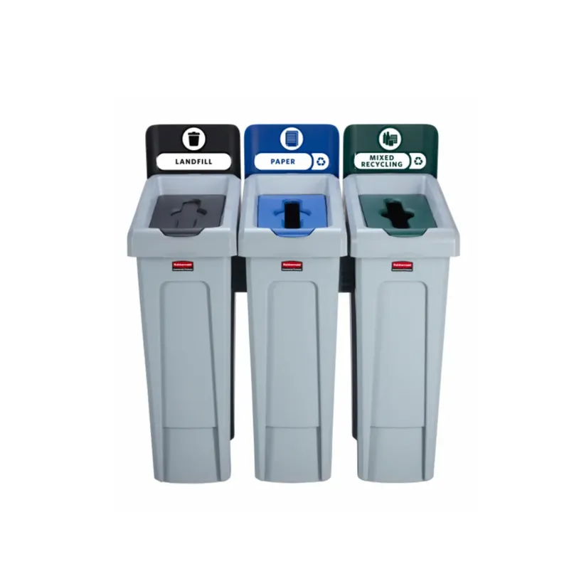 Rubbermaid Slim Jim szelektív hulladékgyűjtő sziget ( papír-zárt-vegyes)