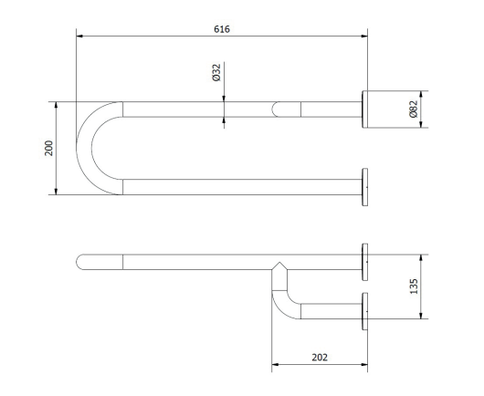 Simex 3 ponton falra rögzíthető fix kapaszkodó-bal-fehér-600mm