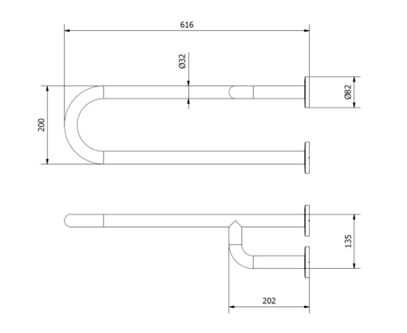 Simex 3 ponton falra rögzíthető fix kapaszkodó-balos-fényes-600mm