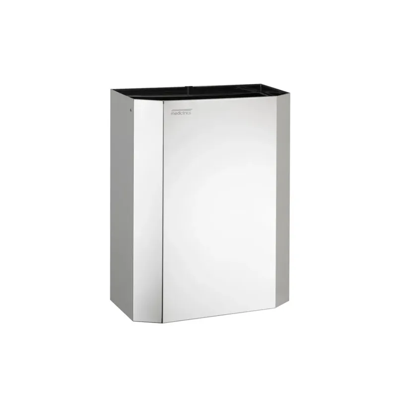 Mediclinics rozsdamentes acél fali szemetes, nyitott-fényes-25 L