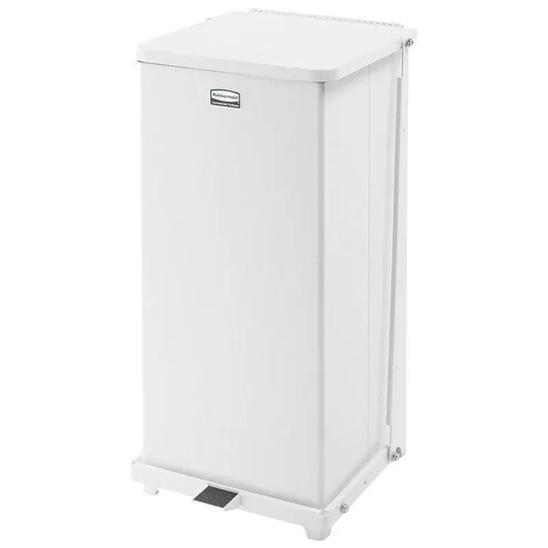 Rubbermaid acél fehér pedálos szemetes 49L, tűzálló