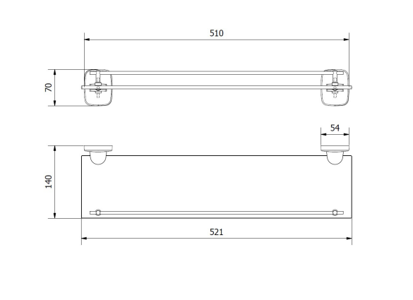 Simex fali üvegpolc 521mm