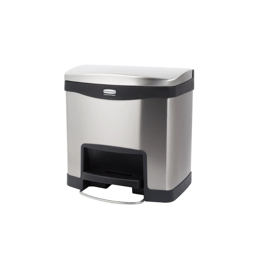 Rubbermaid Step-On rozsdamentes acél szemetes- fekete és metál-15 L