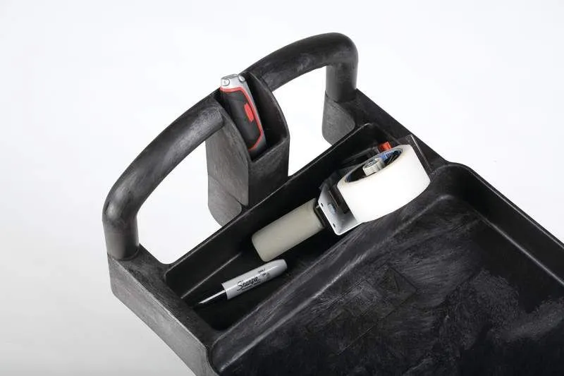 Rubbermaid kis méretű anyagmozgató és szerelő kocsi, tárolórekesszel és szerszámtartóval