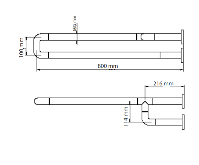 Simex 3 ponton rögzíthető fali fix kapaszkodó-bal-800mm-fehér