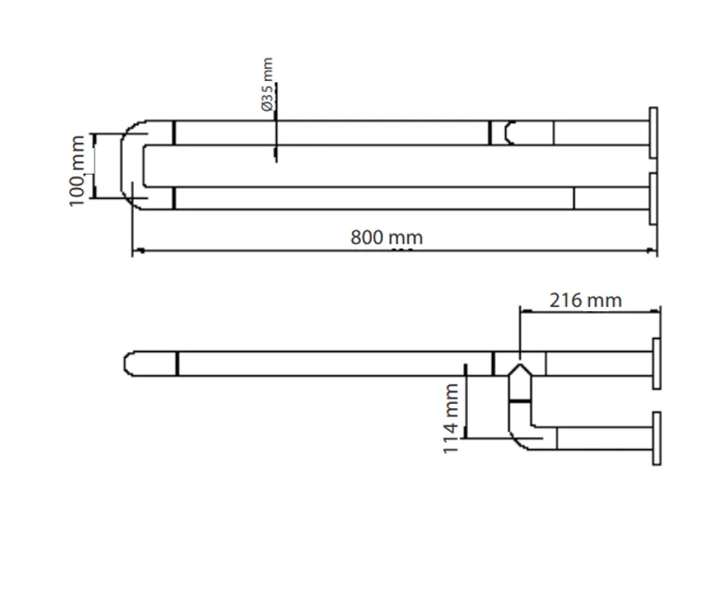 Simex 3 ponton rögzíthető fali fix kapaszkodó-jobb-800mm-fehér
