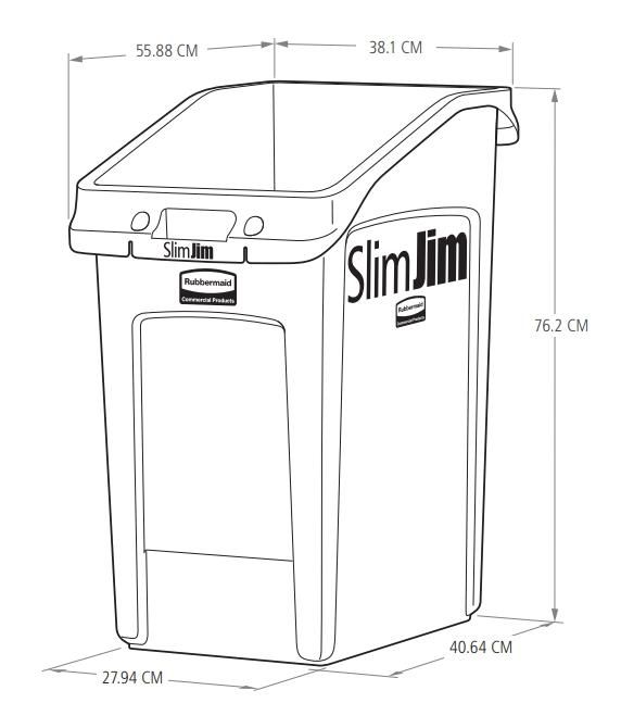 Rubbermaid Slim Jim asztal alá helyezhető kuka 87L szürke