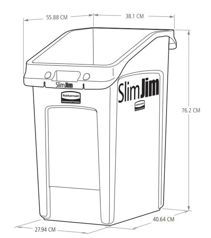 Rubbermaid Slim Jim asztal alá helyezhető kuka 87L szürke
