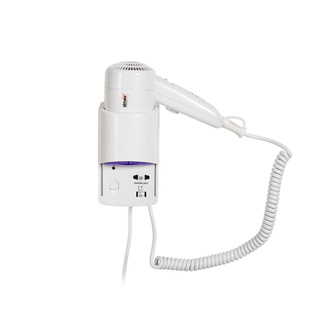 Simex fali hajszárító borotva aljzattal- fehér 1200W