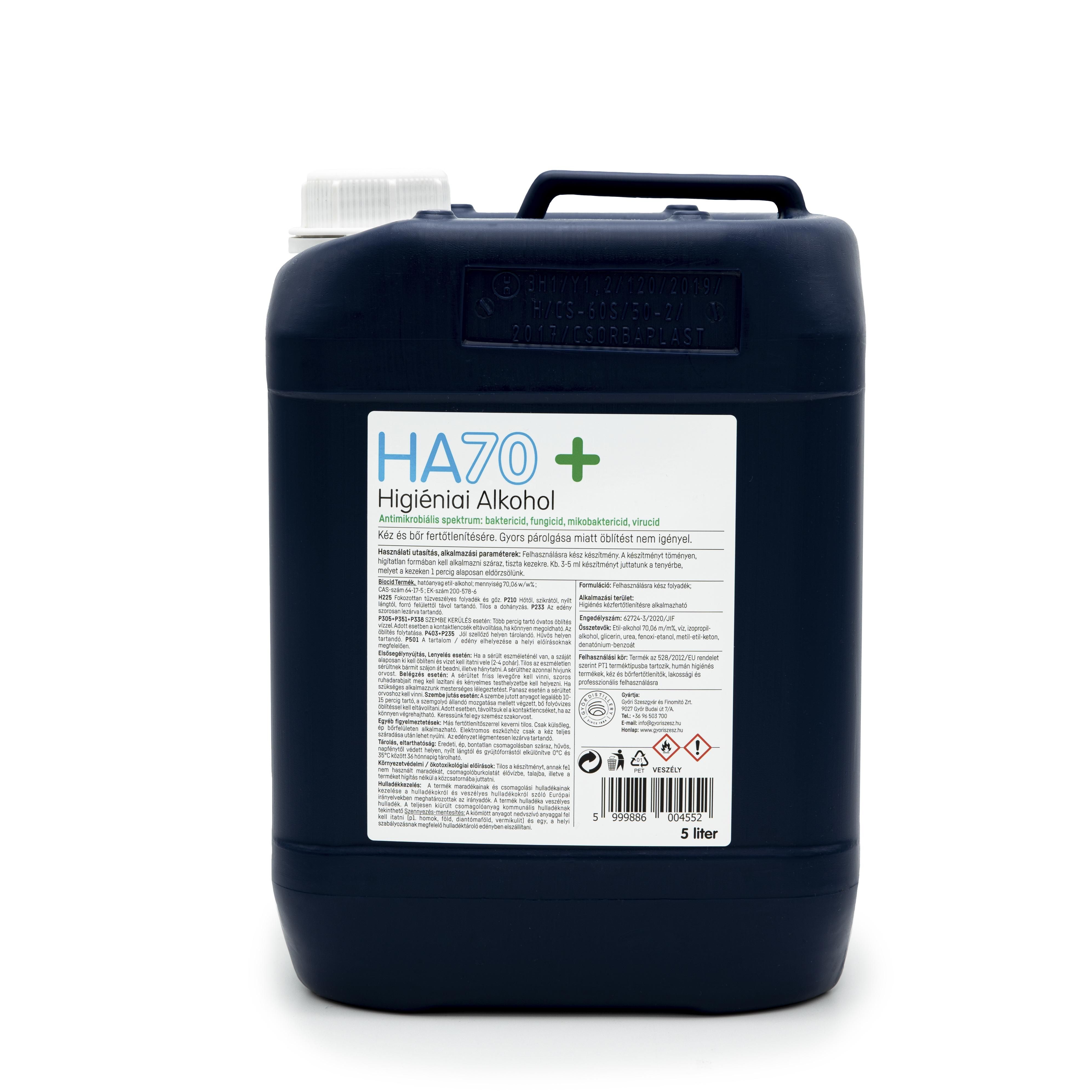 Ha70+ kézfertőtlenítő higiéniai alkohol - 5L