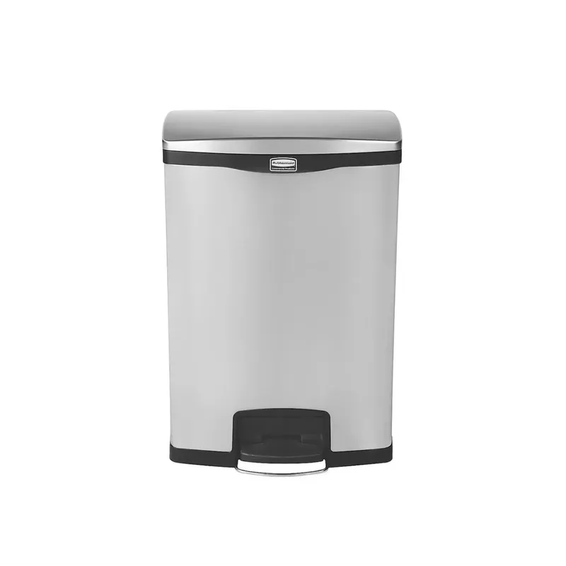Rubbermaid Step-On rozsdamentes acél pedálos szemetes-fekete és metál-90L