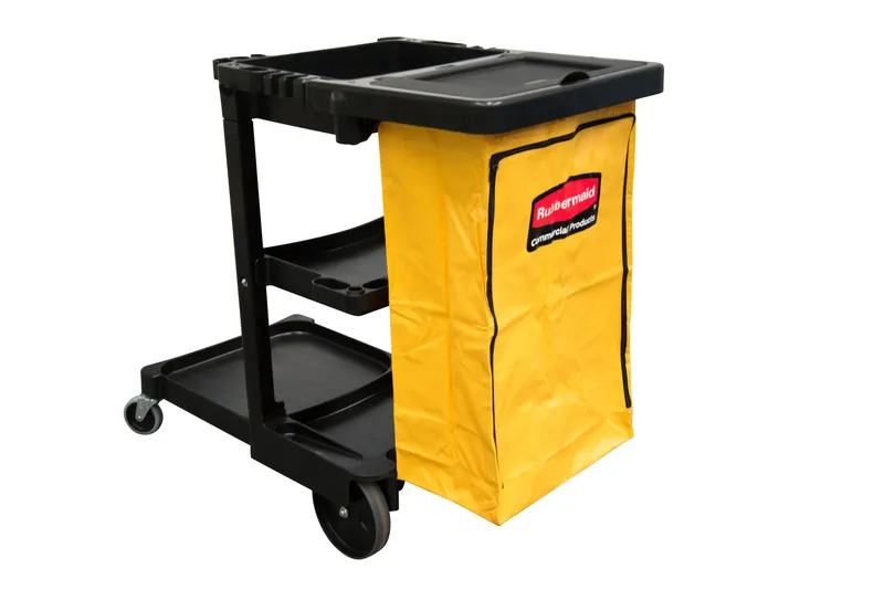 Rubbermaid takarító/ gondnok kocsi, 2 fix kerékkel - fekete