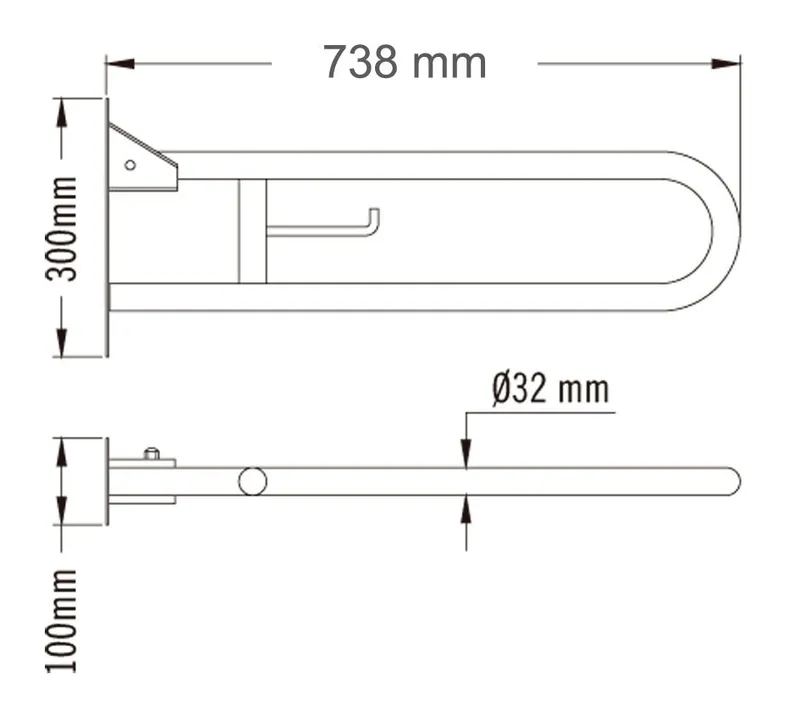 Mediclinics mozgássérült kapaszkodó wc papír tartóval, állítható-szatén-738 mm