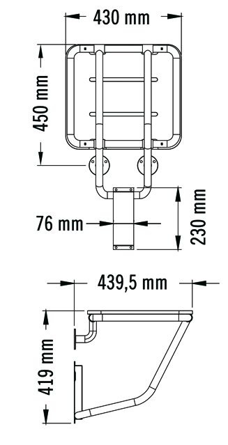 Mediclinics falra szerelhető felhajtható zuhanyülőke csúszásgátló borítással