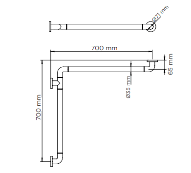 Simex hajlított kapaszkodó 700x700mm fehér