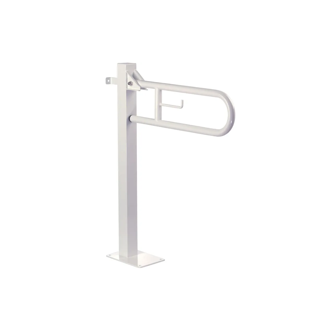 Mediclincs rozsdamentes acél kapaszkodó wc papír tartóval- vertikális-fehér-722 mm