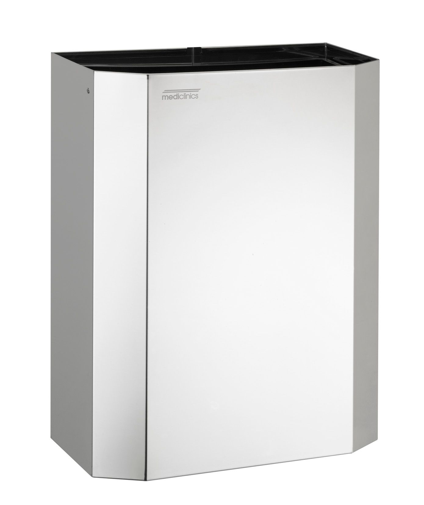 Mediclinics rozsdamentes acél fali szemetes, nyitott-fényes-25 L