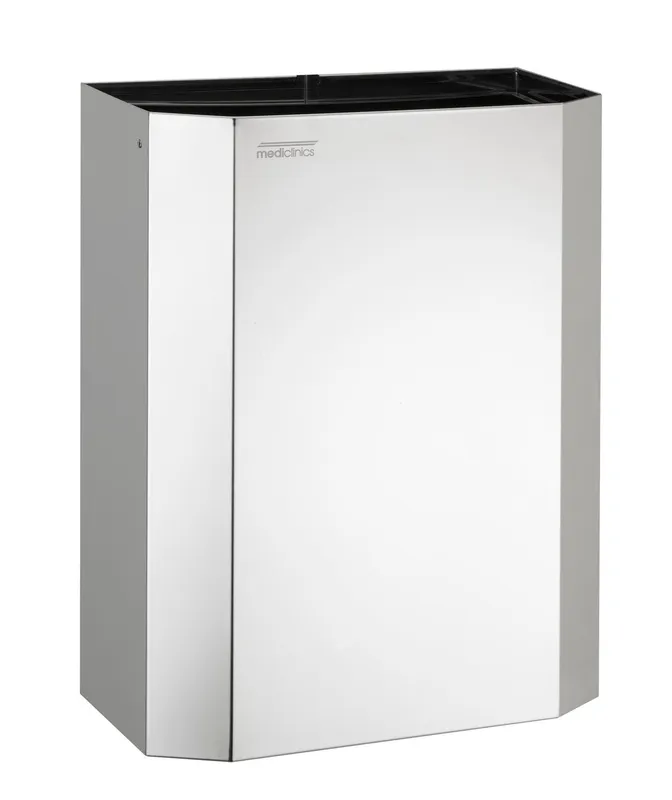 Mediclinics rozsdamentes acél fali szemetes, nyitott-fényes-25 L