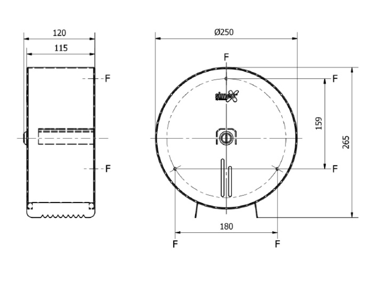 Simex acél ipari wc papír adagoló -fekete-Ø250mm