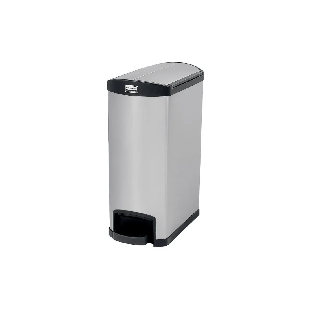Rubbermaid Step-On rozsdamentes acél szemetes, 2 felé nyíló tetővel-fekete-50 liter