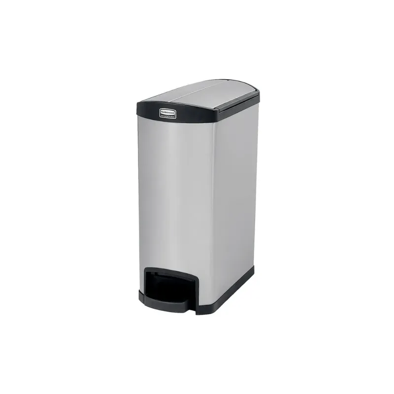 Rubbermaid Step-On rozsdamentes acél szemetes, 2 felé nyíló tetővel-fekete-50 liter