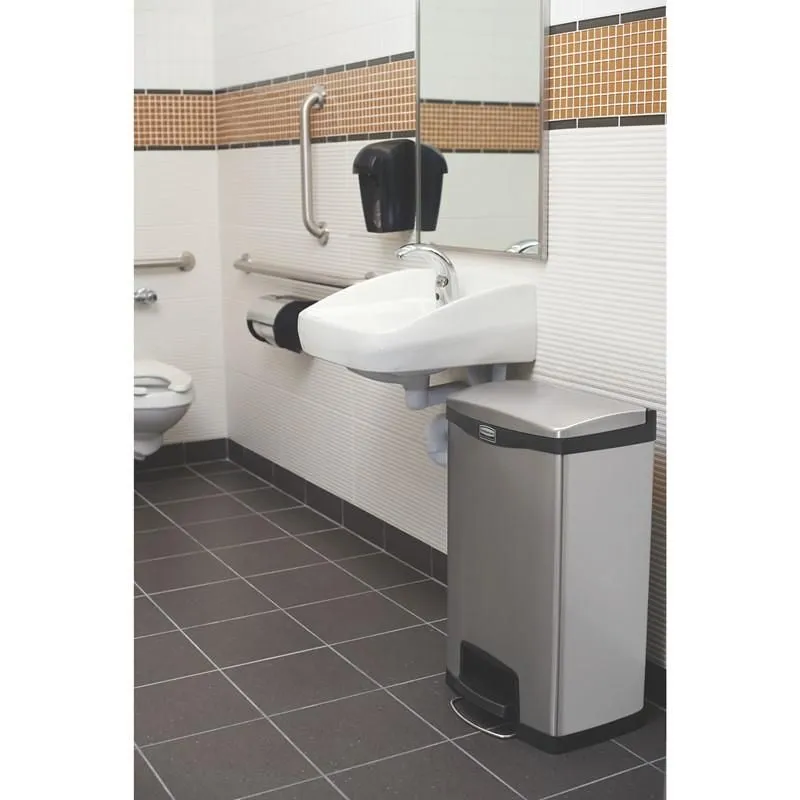 Rubbermaid Step-On rozsdamentes acél pedálos szemetes-fekete és metál-90L