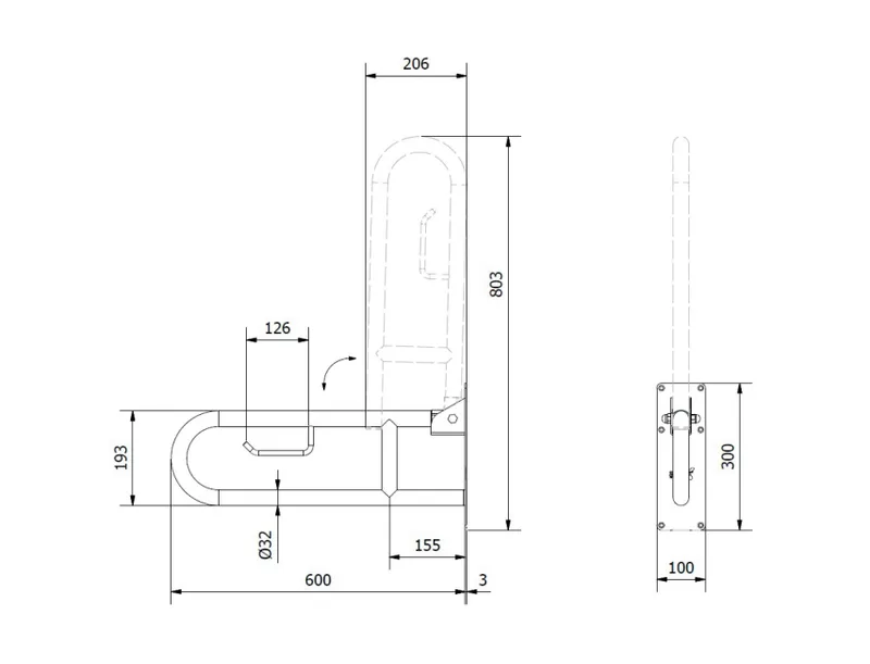 Simex mozgássérült kapaszkodó wc papír tartóval 600mm