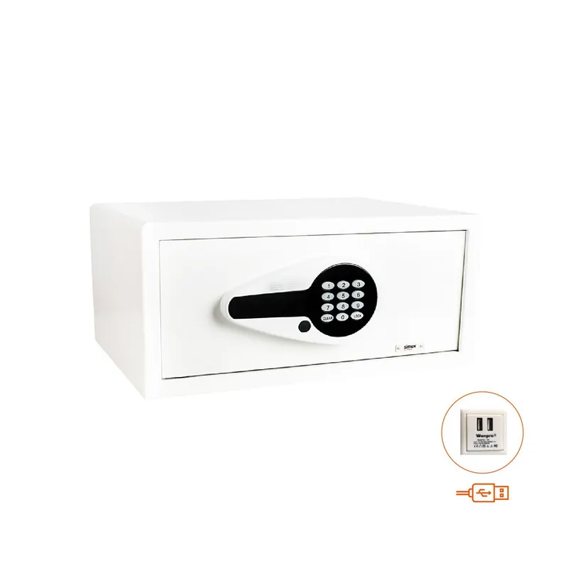 Hotel széf 27L fehér - USB csatlakozással