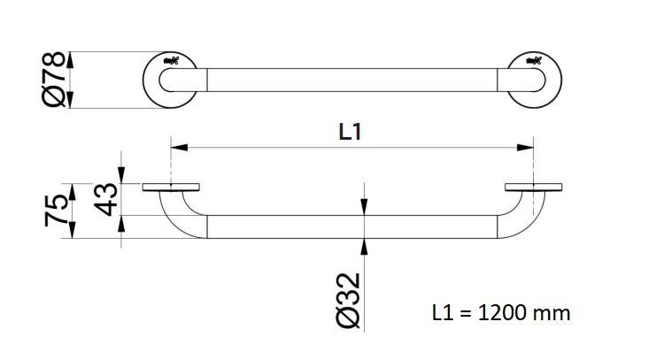 Simex fali kapaszkodó egyenes 1200mm -rozsdamentes- fényes