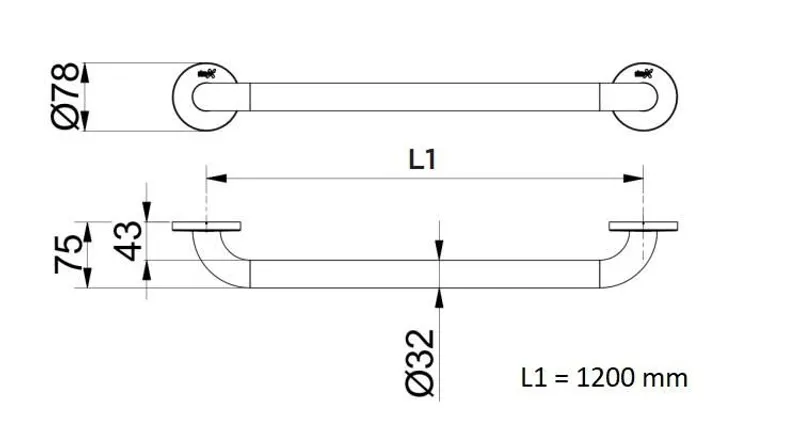 Simex fali kapaszkodó egyenes 1200mm -rozsdamentes- fényes