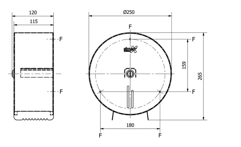 Simex rozsdamentes wc papír adagoló- fényes Ø250mm
