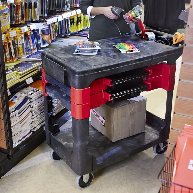 Rubbermaid anyagmozgató és szerelőkocsi- kihúzható rekeszekkel