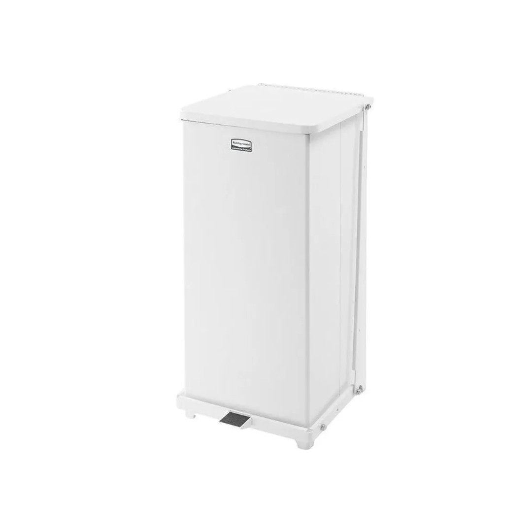 Rubbermaid acél fehér pedálos szemetes 49L, tűzálló