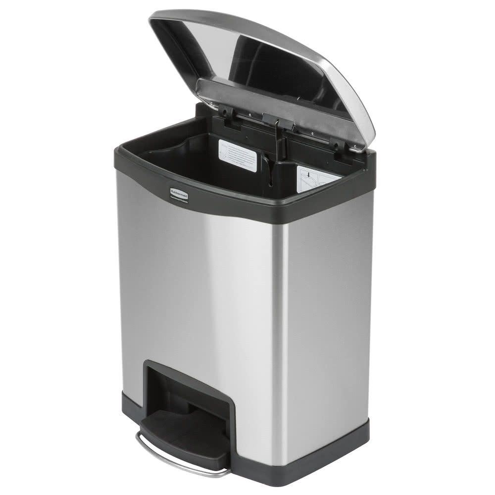 Rubbermaid Step-On rozsdamentes acél szemetes- fekete és metál-30L