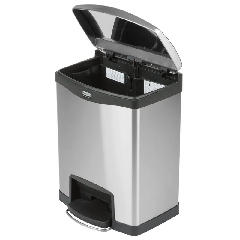 Rubbermaid Step-On rozsdamentes acél szemetes- fekete és metál-30L